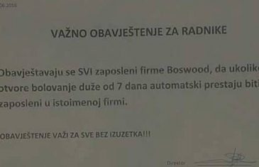 I ovo je BiH: Ko otvori bolovanje duže od sadam dana dobit će otkaz!