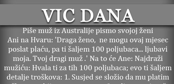 VIC: Piše muž iz Australije pismo svojoj ženi…