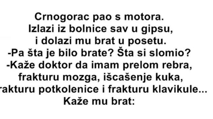 Crnogorac pao s motora