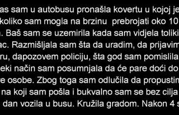 DANAS SAM U AUTOBUSU PRONAŠLA KOVERTU U KOJOJ JE BILO…