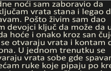 JEDNE NOĆI SAM ZABORAVIO DA ZAKLJUČAM VRATA STANA I LEGAO…