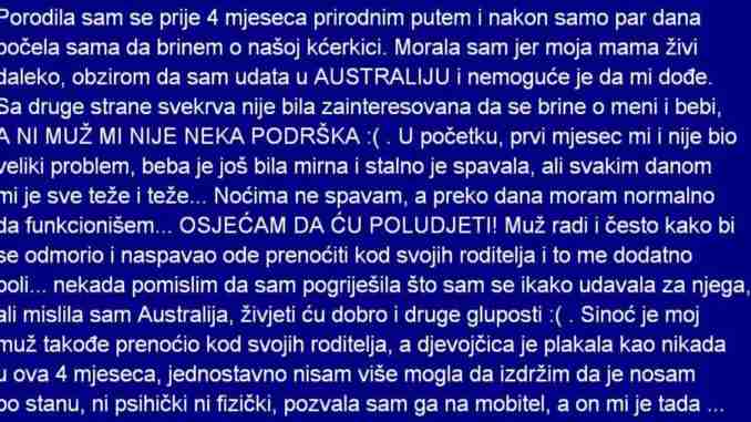 PORODILA SAM SE PRIJE 4 MJESECA PRIRODNIM PUTEM I NAKON SAMO PAR DANA…..